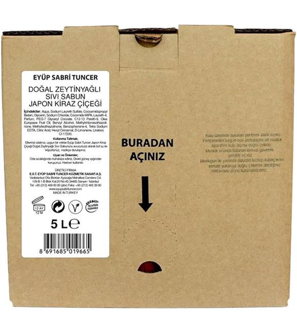 Eyüp Sabri Tuncer Zeytinyağlı Sıvı Sabun Japon Kirazı Çiçeği 5lt Bag In Box Endüstriyel