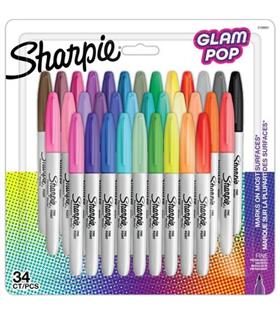 Sharpie Permanent Markör Fine Glam Pop 34 Lü Bls
