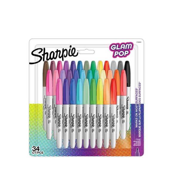 Sharpie Permanent Markör Fine Glam Pop 34 Lü Bls