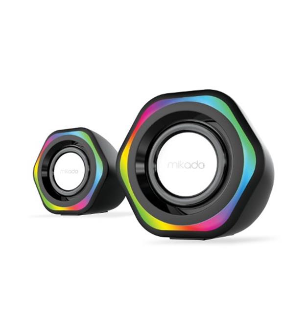 Mikado MD-178 2.0 3W-2 Beyaz RGB Aydınlatmalı USB + 3.5mm USB 5V Speaker Hoparlör