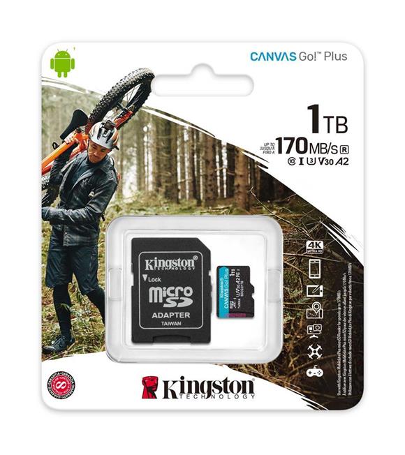 Kingston SDCG3-1TB 1TB microSDXC Canvas Go Plus 170R A2 U3 V30 Card + ADP Hafıza Kartı_1