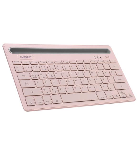 Everest KB-BT82 Pembe-Gri Bluetooth Ultra İnce+Şarjlı Q Mac-Win-Android-Ios Uyumlu Kablosuz klavye