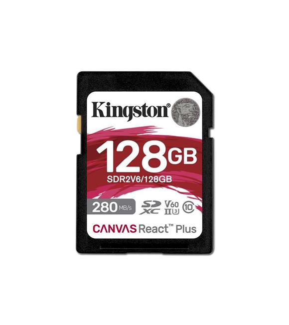 Kingston SDR2V6-128GB Canvas React Plus SDXC UHS-II 280R-100W U3 V60 for Full HD-4K SD Hafıza Kartı