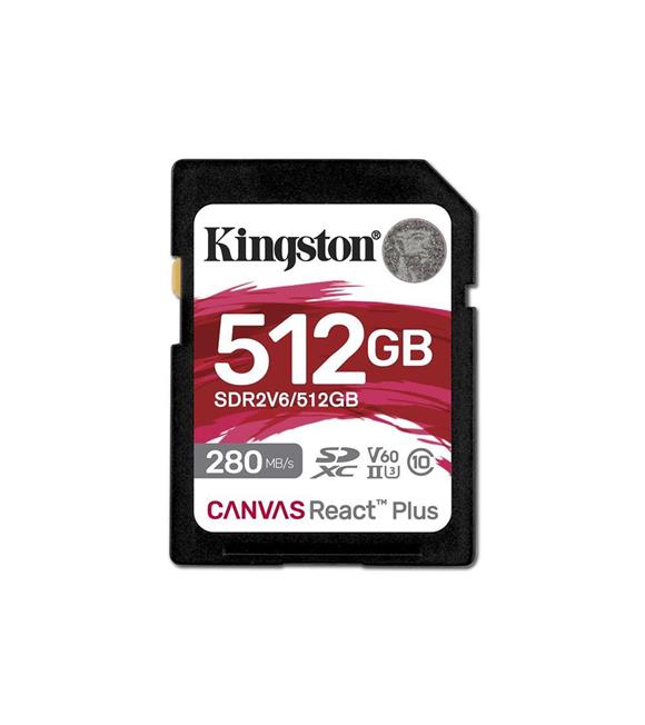 Kingston SDR2V6-512GB Canvas React Plus SDXC UHS-II 280R-150W U3 V60 for Full HD-4K SD Hafıza Kartı