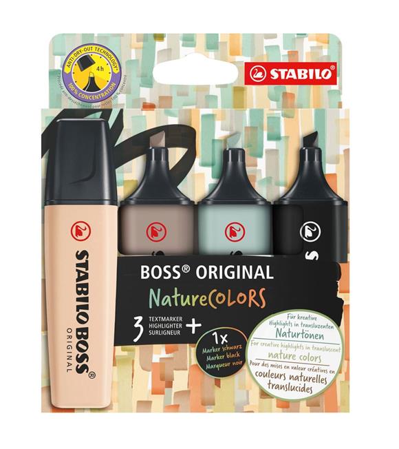 Stabilo Fosforlu Kalem Boss Naturecolors 4er S-M-G-B 70/4-2-5