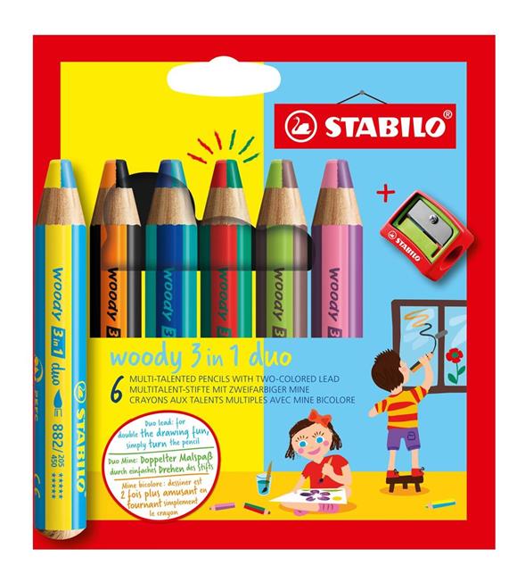 Stabilo Woody 3in1 Duo 6 Lı + Kalemtıraş