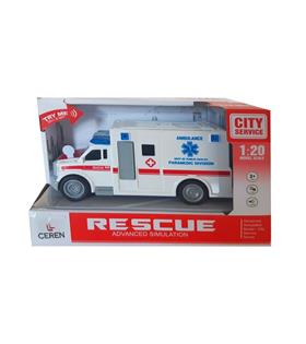 Ctoy Oyuncak Işıklı Ve Sesli Sürtmeli Ambulans 1:20 WY670A
