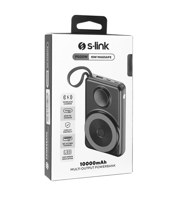 S-link M120 Siyah 10000mAh PD20W + QC3.0 18W 15W Magsafe + Watch LCD Taşnblr Pil Powerbank_1