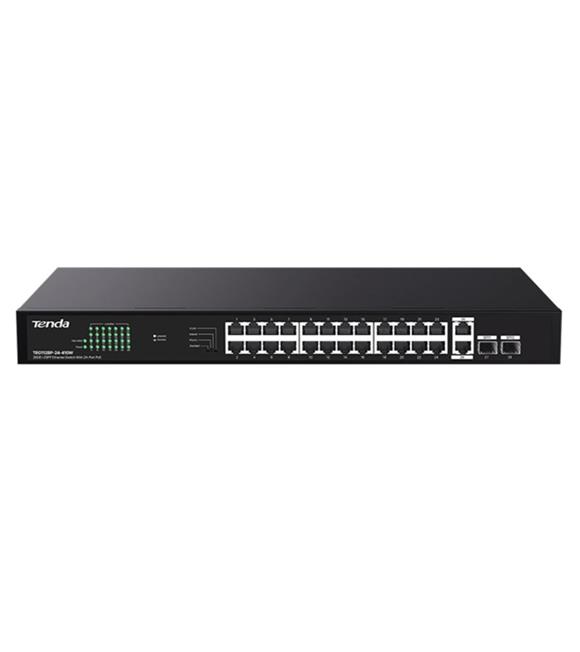 Tenda TEG1128P-24-410W 24 Port Poe+ 10-100-1000 2 Port SFP 2 Port Uplink Switch Çelik Kasa