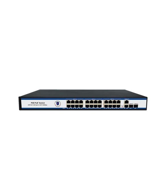 Nova NVC-PSE2422G 24 Port Poe+ 10-100 Mbps 2 Port 10-100-1000 Mbps Uplink  2 Port SFP Switch 300W