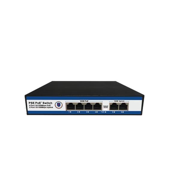 Nova NVC-PSE0420 4 Port Poe+ 10-100 Mbps 2 Port 10-100 Mbps Uplink Switch 65W