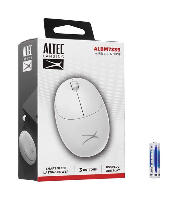 Altec Lansing ALBM7335 Beyaz 2.4GHz USB 1200DPI Alkalin Pilli Kablosuz Mouse_1