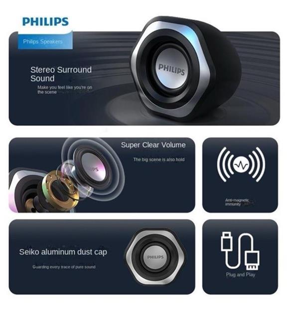 Philips Spa2209 2.0 USB- 3.5MM Jack Hoparlör Ses Kontrol Tuşu_1