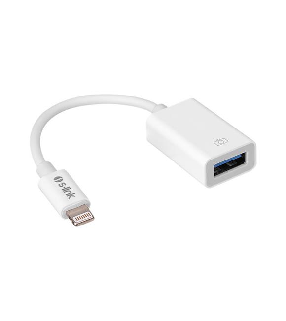 S-link SL-TA74 Beyaz USB F to Lightning 10cm kablolu OTG Çevirici