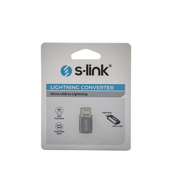 S-link SL-TA20M Gümüş Metal Gövde MicroUSB 5pin F to Lightning M Çevirici_1