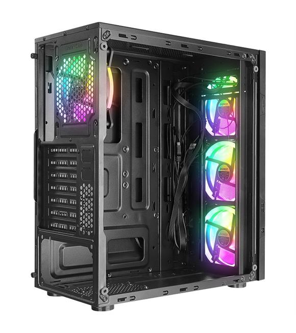 Everest CREST V1 Mesh Temperli Camlı 4x12cm Auto RGB Fan ATX Mid-T Gaming Oyuncu Kasası_1