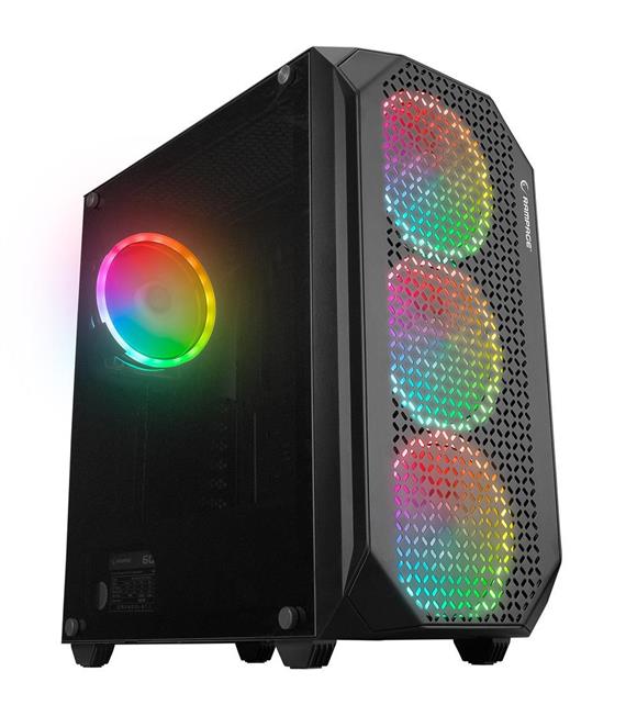 Rampage ZUKO 600W 80+ BRONZE Siyah 4-14cm Rainbow Temperli Camlı ATX Mid-T Gaming Oyuncu Kasası