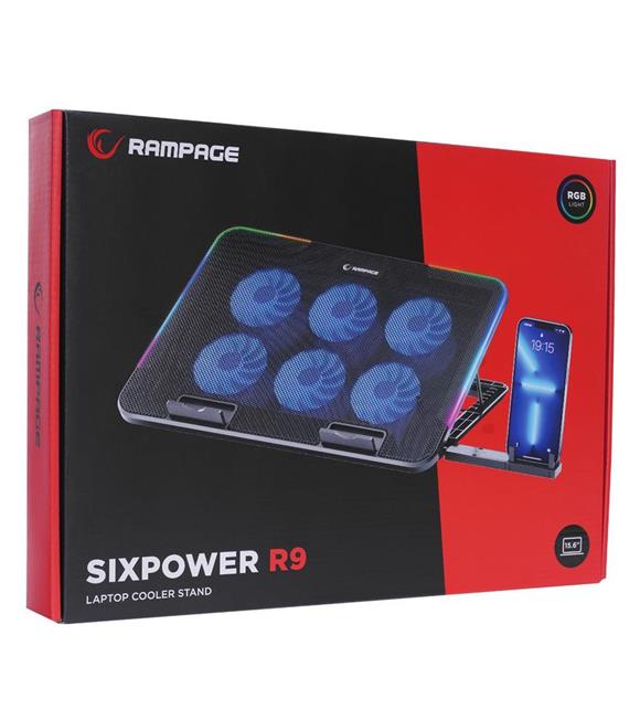 Rampage SIXPOWER R9 6 Fan RGB Işıklı Telefon Tutuculu Notebook Soğutucu_1