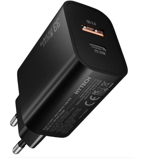 Hytech HY-XE49 Type-C + USB-A 30W PD - 33W PPS USB QC 3.0 18W Hızlı Ev Şarj Adaptörü