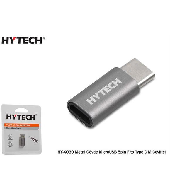 Hytech HY-XO30 Gümüş Metal Gövde MicroUSB 5pin F to Type C M Çevirici