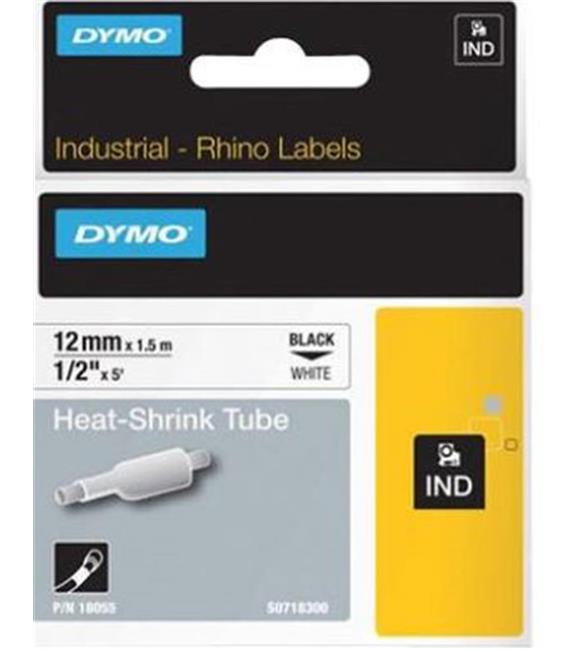 DYMO 18055 RhinoPRO Beyaz-Siyah Isıyla Küçülen Şerit 12 mm x 1,5 mt