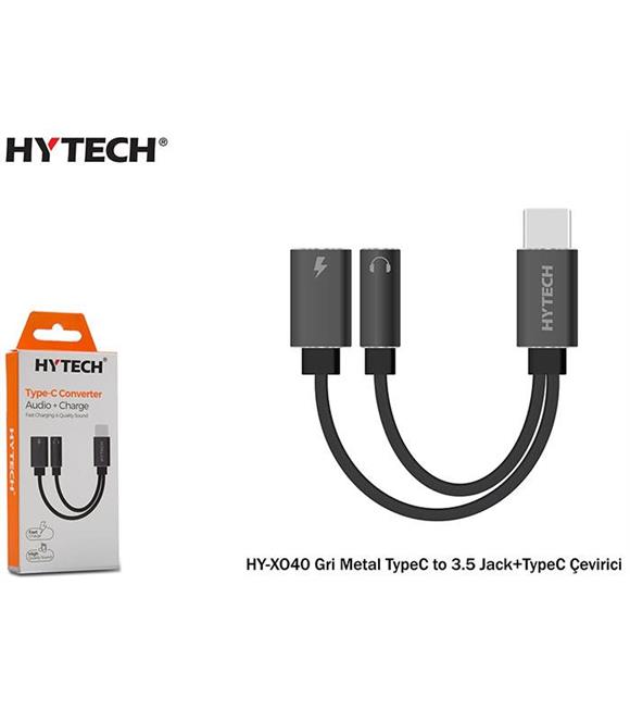 Hytech HY-XO40 Gri Metal TypeC to 3.5 jack+TypeC Çevirici