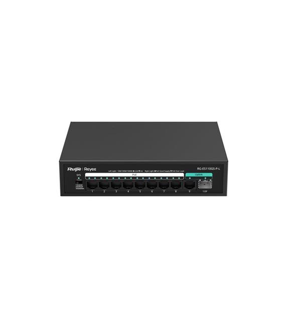 Ruijie-ReyeeRG-ES110GS-P-L 8 Port Poe+ 10-100-1000 Mbps 1 Port 10-100-1000 Mbps Uplink + 1 Port SFP