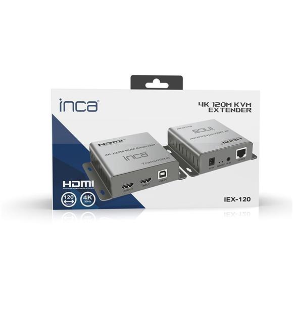 Inca IEX-120 HDMI 4K@30Hz 120mt KVM Network Extender 4K@30Hz (CAT-5e-CAT-6 Kablo Uzunluğu)