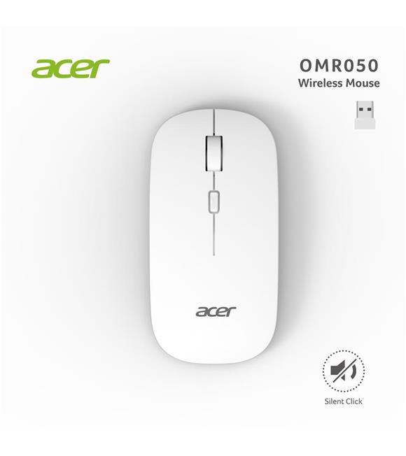 Acer Omr050 Beyaz Kablosuz Sessiz Tuşlu  Mouse 1000-1200-1600 DPI