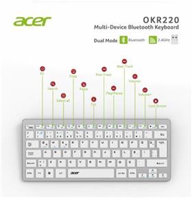 Acer OKR220 Beyaz MultiDevice Dual Mode 2.4GHZ Bluetooth Klavye (Smart Tv)(Android)