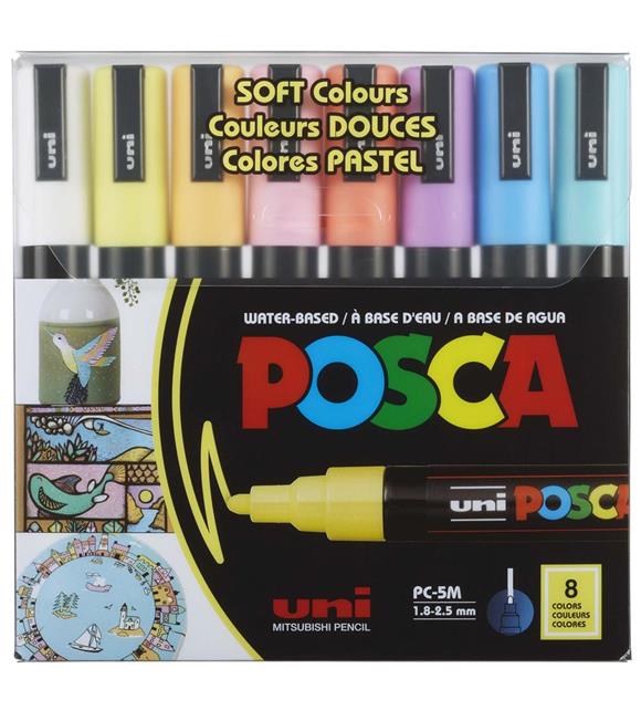 Uni-Ball Posca 1.8-2.5 Su Bazlı Poster Markörü Sotf Renk 8 Li PC-5M/8C