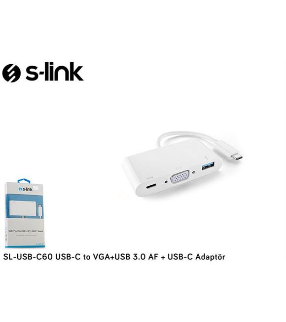 S-link SL-USB-C60 Type-c Erkek To Vga Usb 3.0 Type-c Çevirici