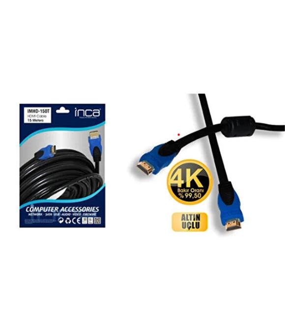 Inca IMHD-150T 15mt 4K 1,4 V 3 D Altın Uçlu Hdmı To Hdmı Kablo (99,5 Bakır)