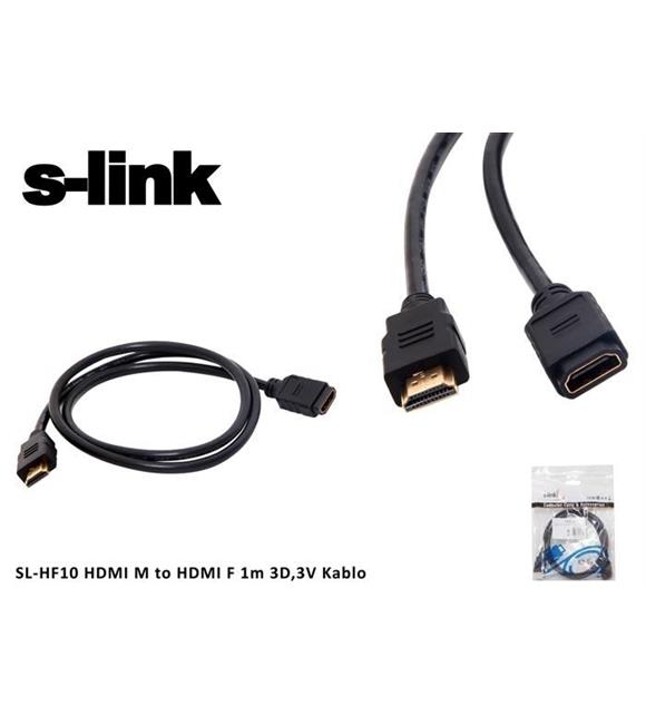 S-link SL-HF10 Hdmı m to Hdmı f 1 Mt 3d,3v Kablo Hdmı Erkek To Hdmı Dişi Uzatma