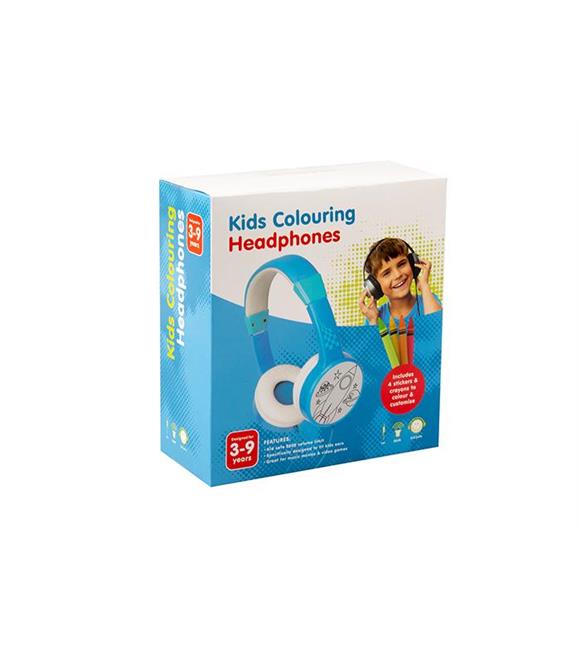 Kids H-31115 3.5mm AUX Mavi Çocuk Kulaklığı ( Pastel Boya + Boyama Etiketi)