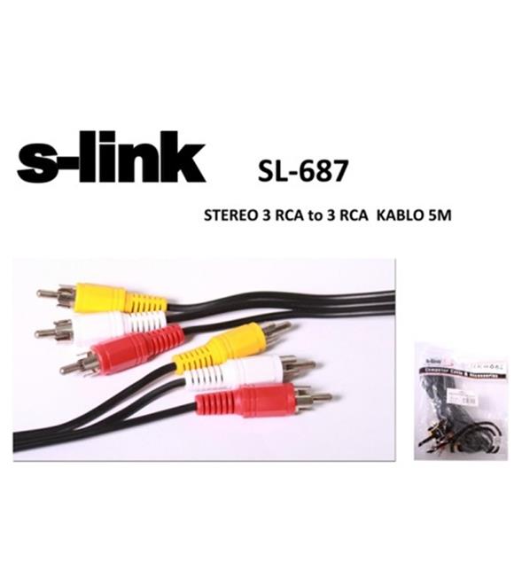 S-link sl-687 3rca To 3rca 5mt Kablo