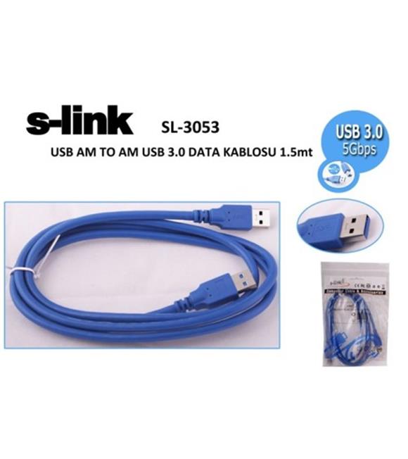 S-link SL-3053 1.5mt Usb 3.0 am To am Data Kablosu