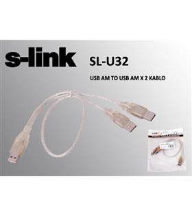 S-link SL-U32 Usb 2.0 Usb Erkek To 2x Usb Erkek 0.60cm Kablo