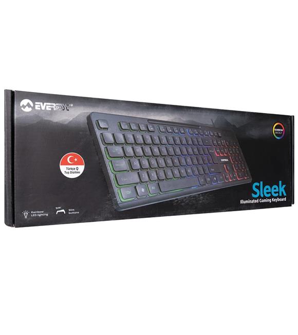 Everest KB-120 Sleek Siyah USB Gökkuşağı Aydınlatmalı Q Gaming Oyuncu Klavyesi_1