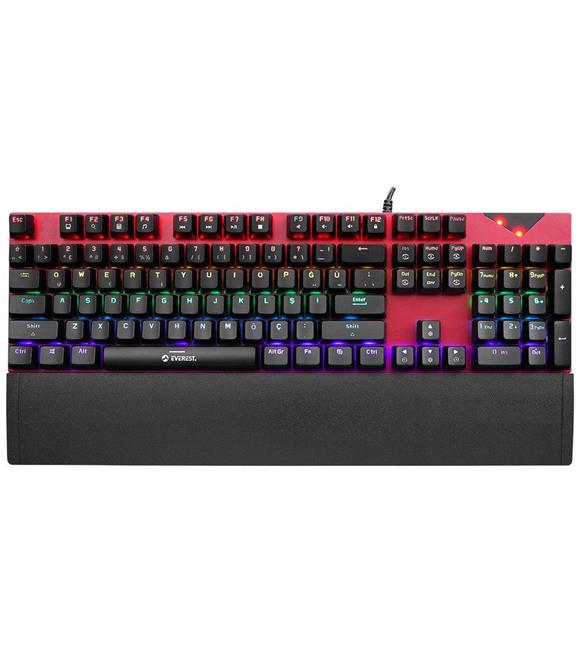 Everest KB-MK7 Kırmızı USB Bilek Destekli Mekanik Q Red Switch Gaming Oyuncu Klavyesi_1