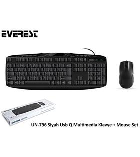 Everest UN-796 Siyah Usb Q Multimedia Klavye + Mouse Set