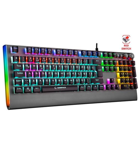 Rampage KB-R210 FAVORY Rainbow Aydınlatmalı Kristal Red Switch Mekanik Gaming Oyuncu Klavyesi