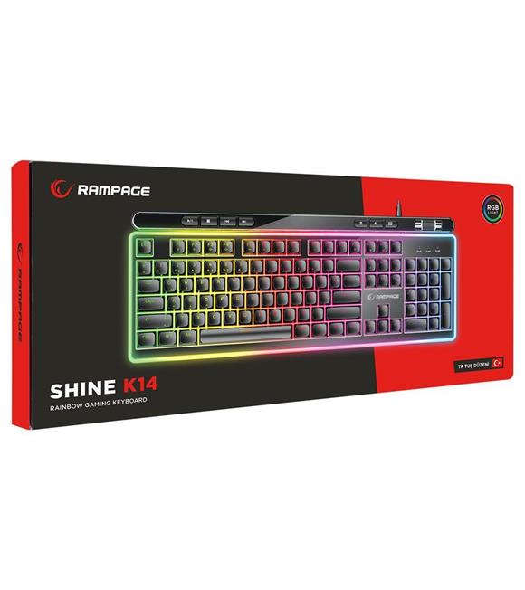 Rampage SHINE K14 Siyah USB RGB Backlight Membrane Gaming Oyuncu Klavye_1