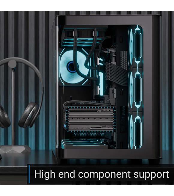 Aerocool AE P500C BK 4x12cm Mirror A-RGB Fanlı, Panoramik Tempered Panel, ATX