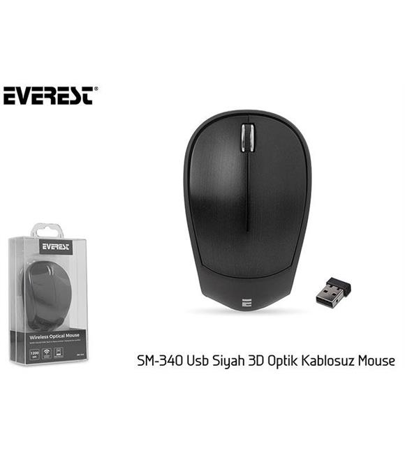 Everest SM-340 Usb Siyah 3D Optik Kablosuz Mouse