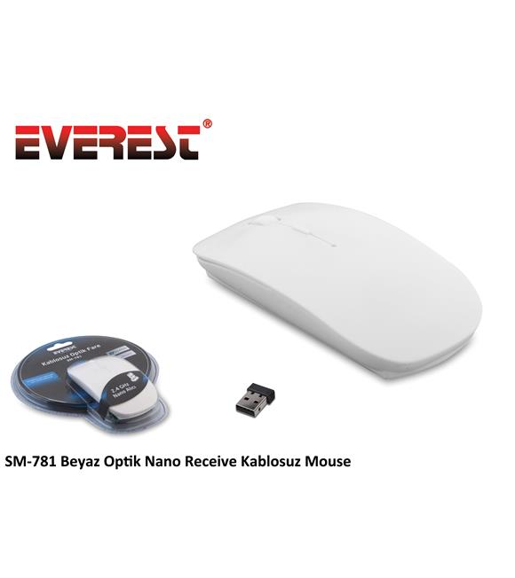 Everest SM-781 Beyaz Optik Nano Receive Kablosuz Mouse