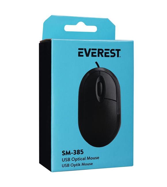 Everest SM-385 K 1.9M Bakır Kablolu USB Siyah 1200dpi Optik Mouse_1