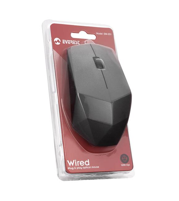 Everest SM-201 Usb Gri 1200dpi Optik Kablolu Mouse_1