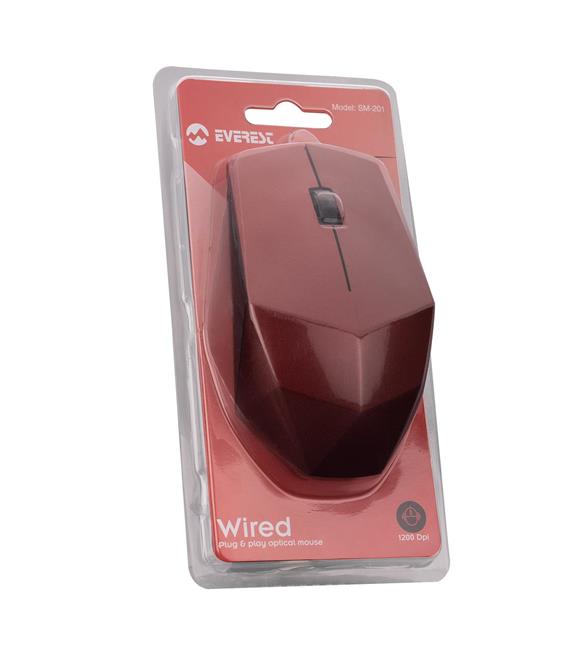 Everest SM-201 Usb Kırmızı 1200dpi Optik Kablolu Mouse_1