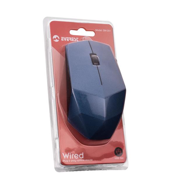 Everest SM-201 Usb Mavi 1200dpi Optik Kablolu Mouse_1